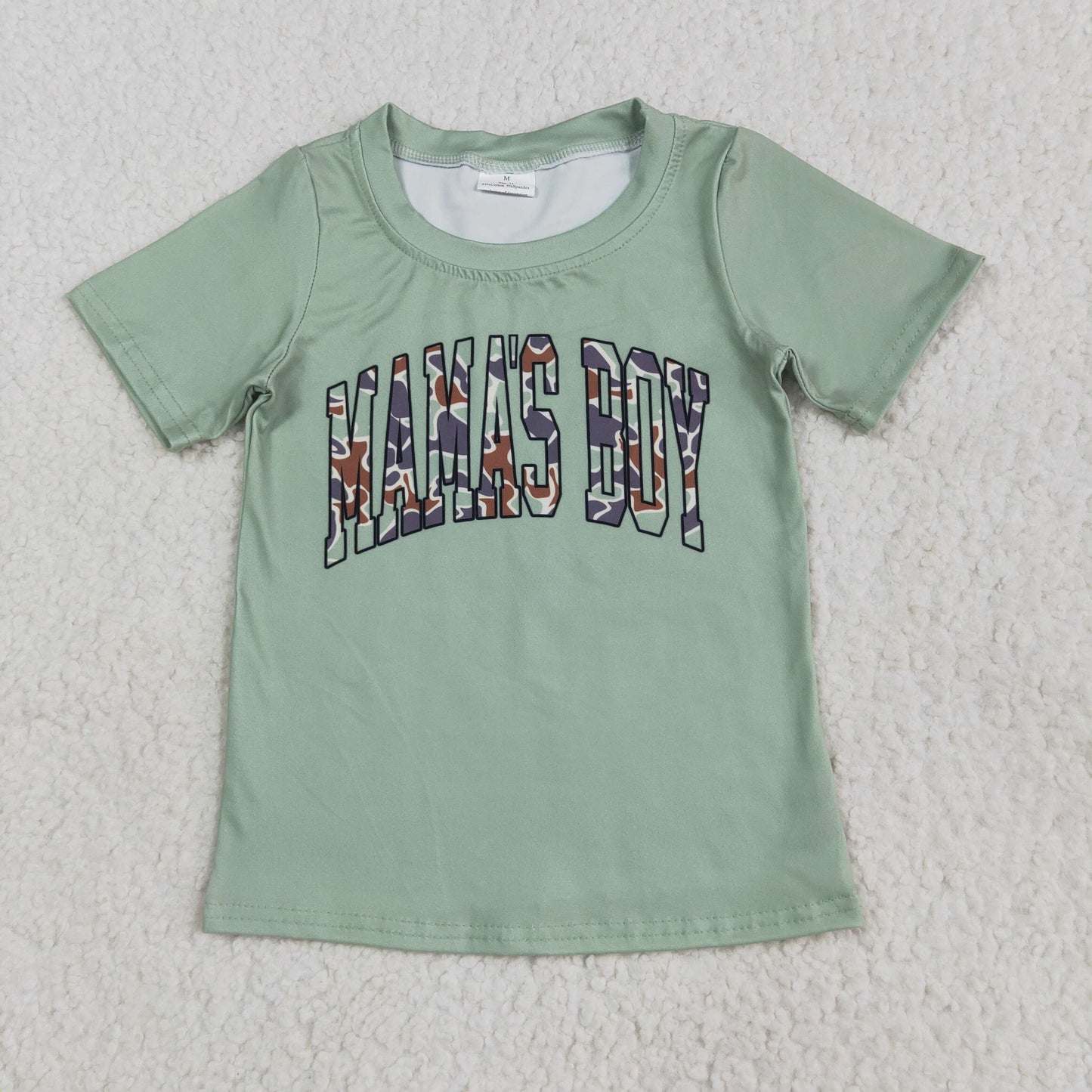 RTS NO MOQ BT1184 mama's boy green short-sleeved shirt with letters