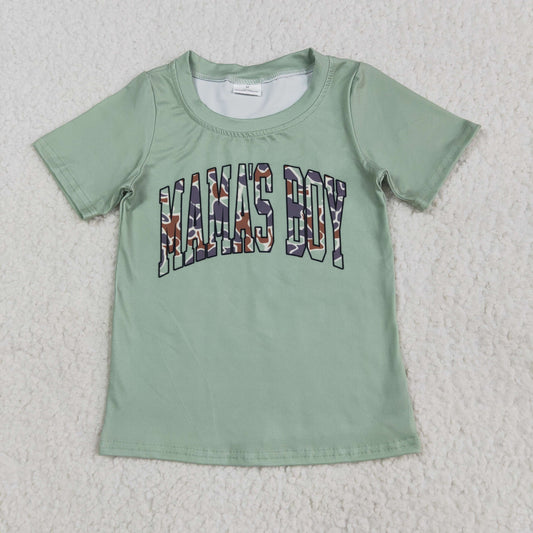 RTS NO MOQ BT1184 mama's boy green short-sleeved shirt with letters