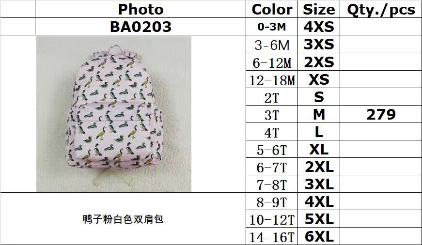 rts no moq BA0203 Duck pink and white backpack