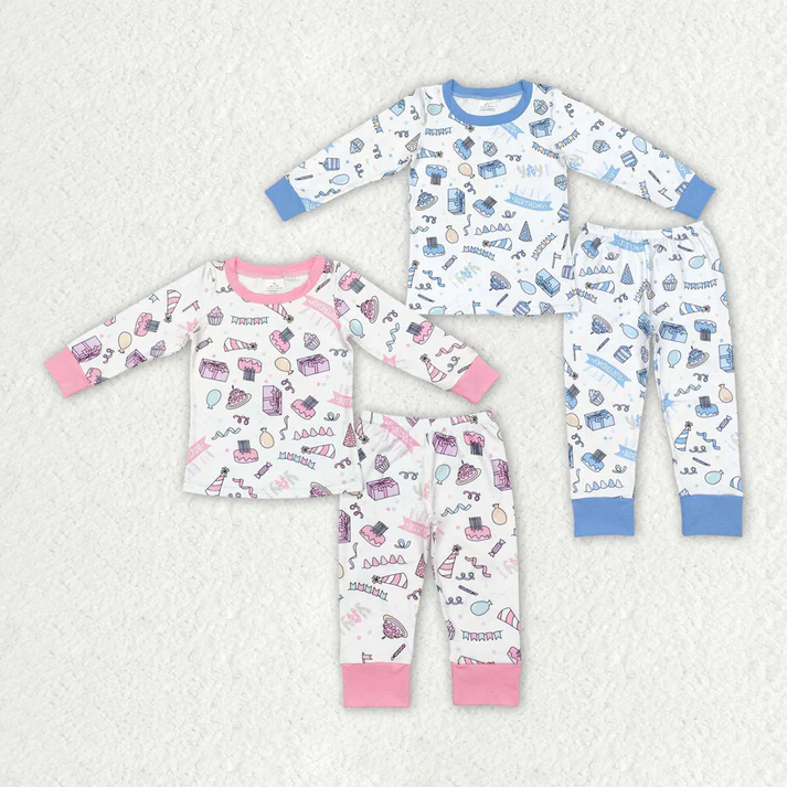 RTS NO MOQ Baby Girls Boys Sibling Birthday Shirt Pants Pajamas Clothes Sets