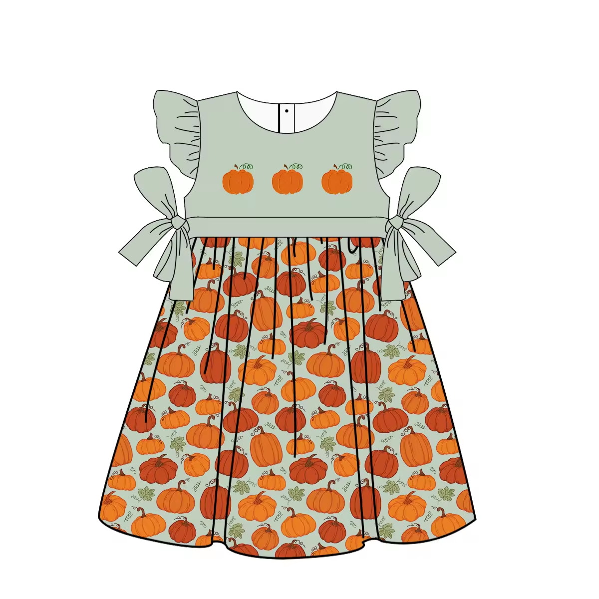 5.10custom each style moq 5eta 4-5week Sibling Sister orange prints green girls and boys outfits and baby romper match family design