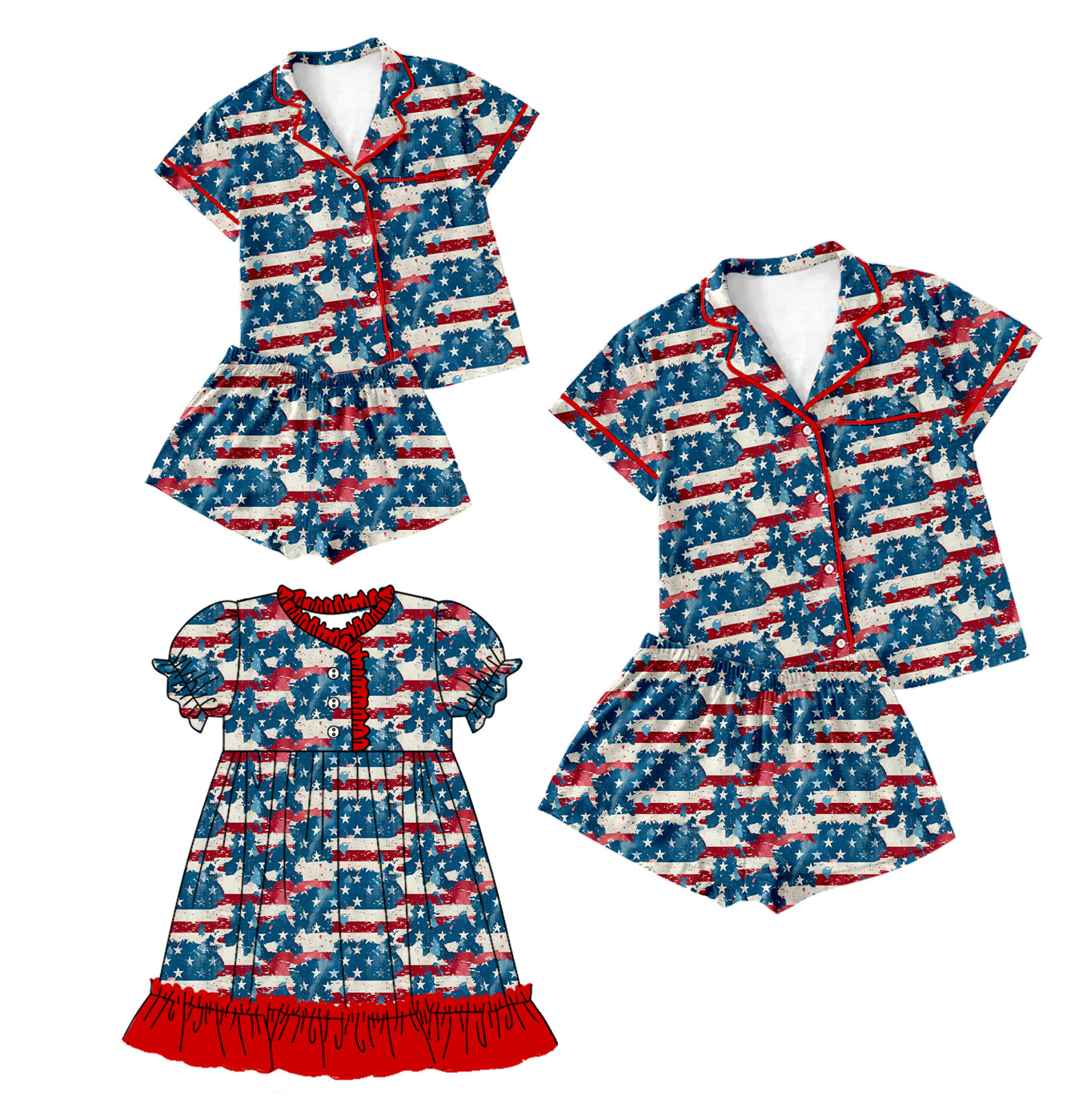 1.11 custom each style moq 5eta 4-6week Sibling Sister bow baby girls short sleeve shorts sets and adult sets and dress match design