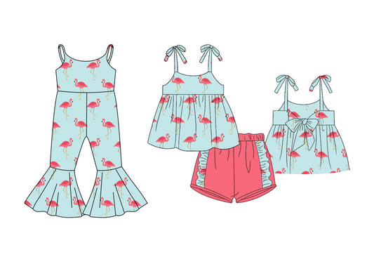 1.24 custom each style moq 5eta 4-6week Sibling Sister baby girls short sleeve shorts sets and jumpsuit match design