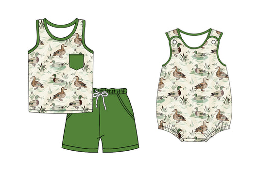 2.14 custom each style moq 5eta 4-6week Sibling Sister duck baby boy short sleeve shorts sets and romper match design