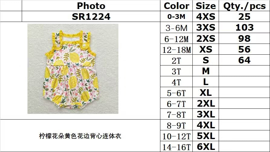 SR1224 Lemon flower yellow lace vest jumpsuit