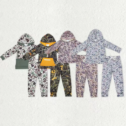 RTS NO MOQ Sibling baby boys clothes camouflage hooded long-sleeved pants sets