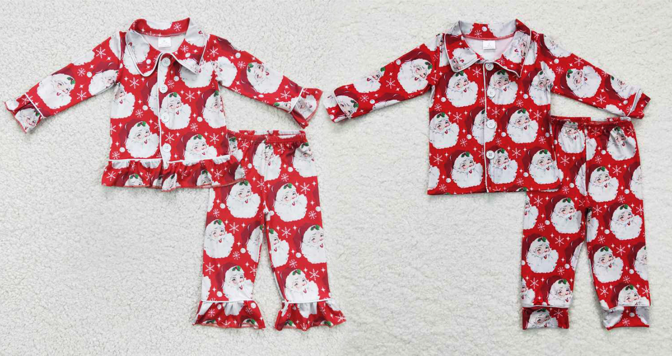 Baby Girls boysSanta Claus print red top and trousers Family siblings set