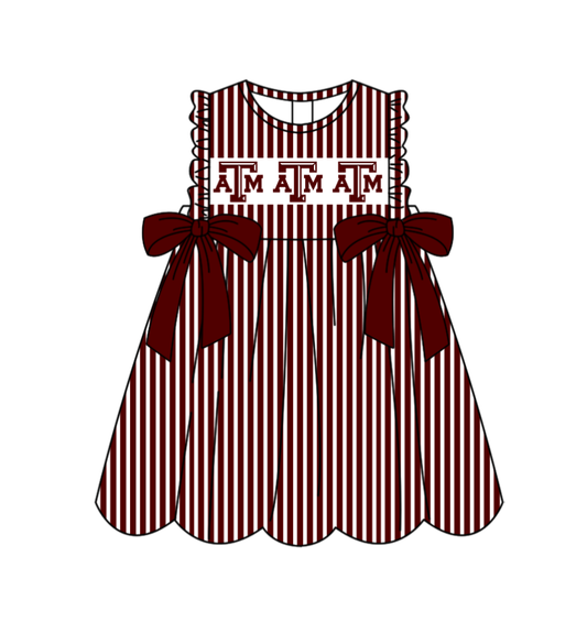 Custom moq 5 mix size milk silk baby girl clothes team summer dark red sleeveless dress-25.11.25