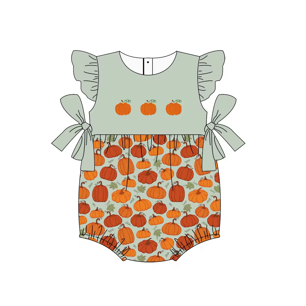 5.10custom each style moq 5eta 4-5week Sibling Sister orange prints green girls and boys outfits and baby romper match family design