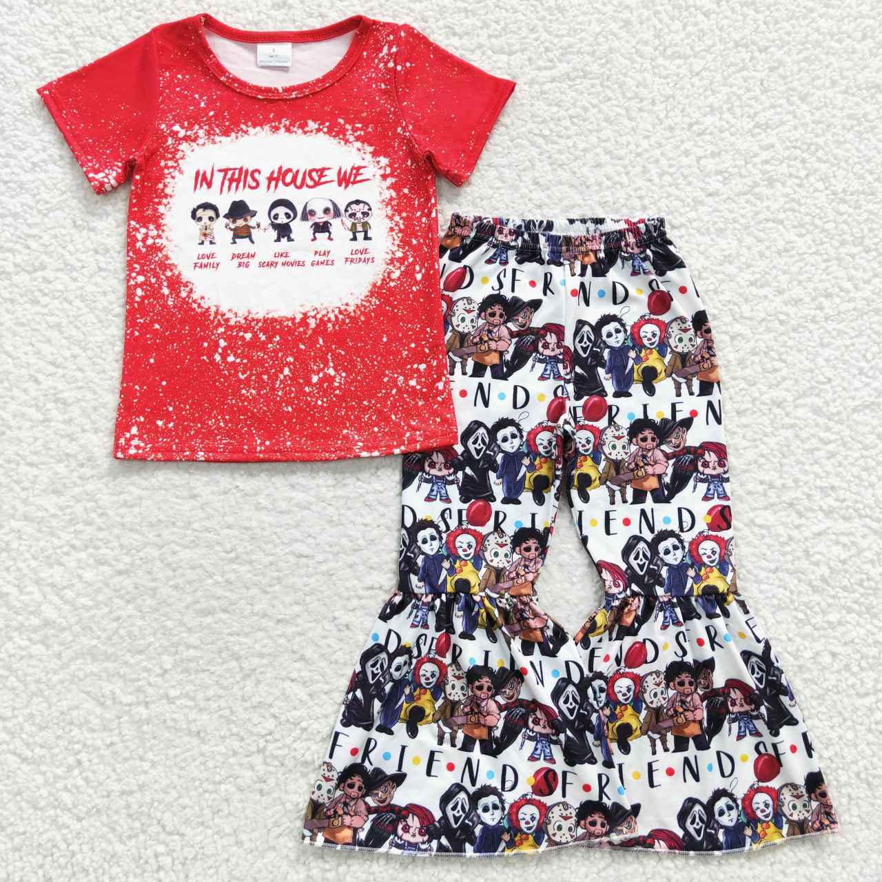 GSPO0603 Girl Halloween Friend villain red short-sleeved trousers suit