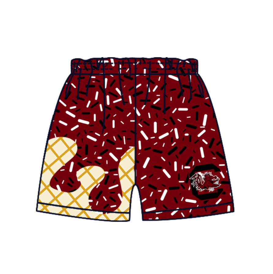 custom moq 3 eta 6-8weeks adult and kids clothes team brick red Beach Summer Shorts-25.4.29