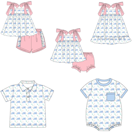 Custom summer baby girls clothes short sleeve shorts sets briefs sets romper dress top