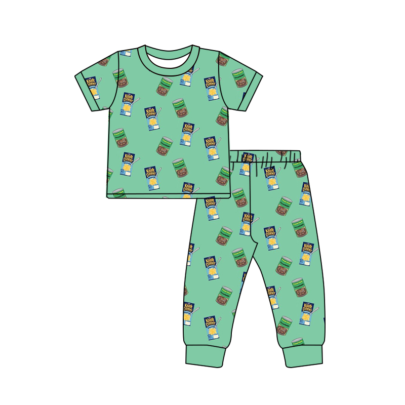 Deadline November 30 custom no moq eta 6-8weeks Green Snack Pajamas Boys Pajama Set