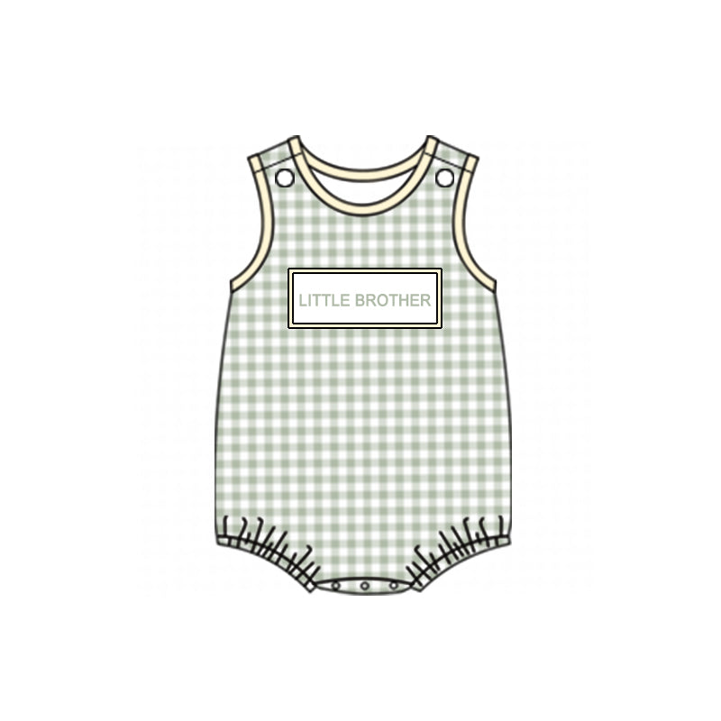 Deadline  August 6 custom no moq little brother Summer sleeveless romper boys romper