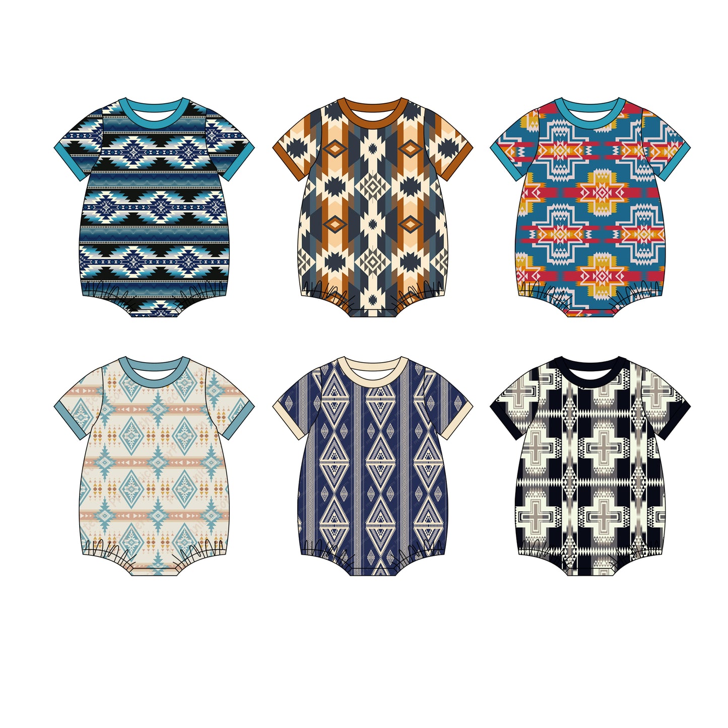 25.11.25 custom each style moq 5 eta 6-8week Sibling Sisters geometric baby boy clothes short sleeve rompers 6 match family design