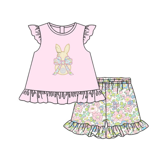 1.11 custom each style moq 5eta 4-6week Sibling Sister easter baby girls short sleeve shorts sets 1 and sets 2 and sets 4 match design