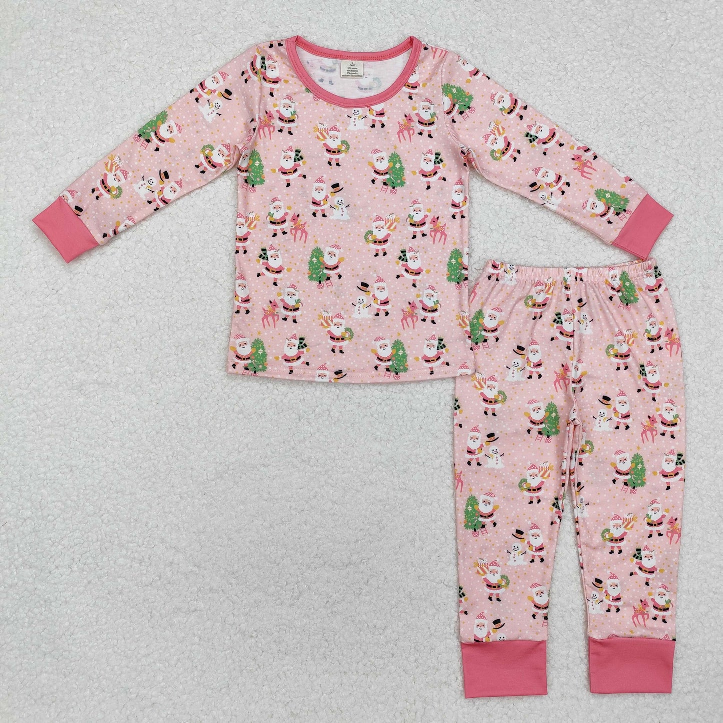 BAMBOO RTS NO MOQ ETA 5/7days GLP2094 Modal Santa Claus snowman pink long-sleeved trousers pajama set