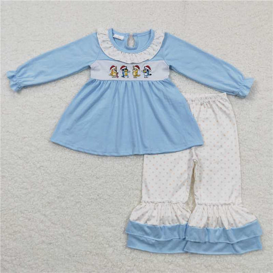 RTS NO MOQ（In Stock) GLP0675 Baby girl Toddler embroidery Christmas cartoon Shirts Pants Clothes Sets
