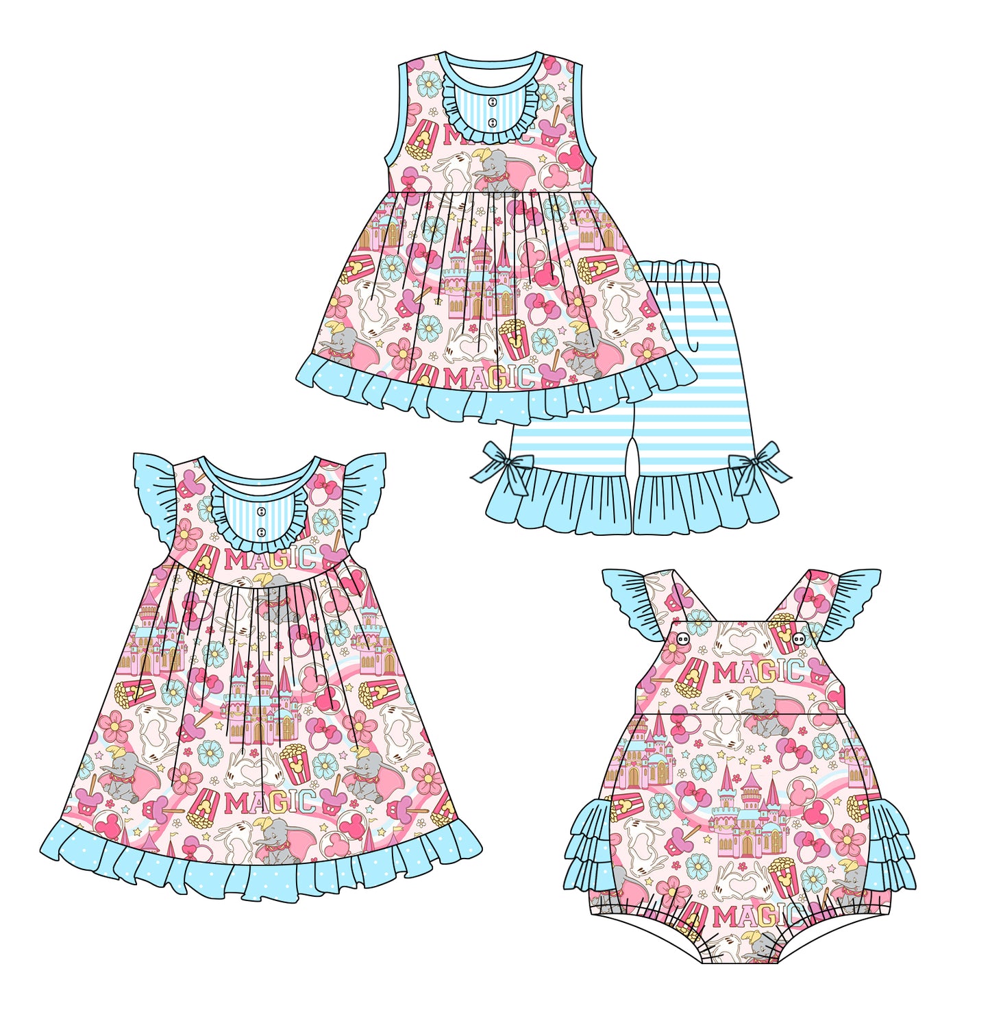 12.31 custom each style moq 5eta 4-6week Sibling Sistes baby girl short sleeve shorts sets and dress and rompers match family design