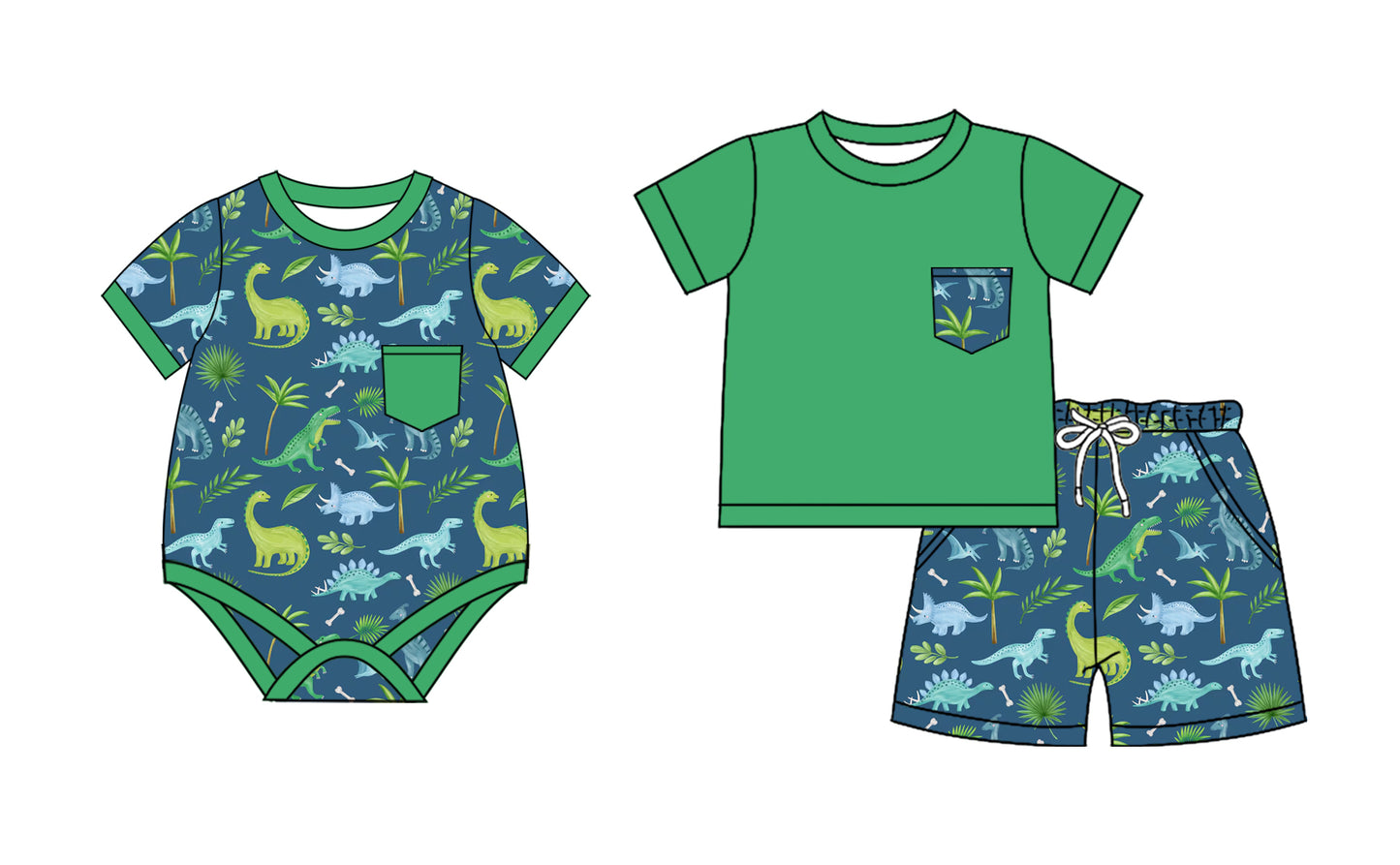 2.8 custom each style moq 5eta 4-6week Sibling Sister dinosaur baby girls short sleeve shorts sets and romper match design