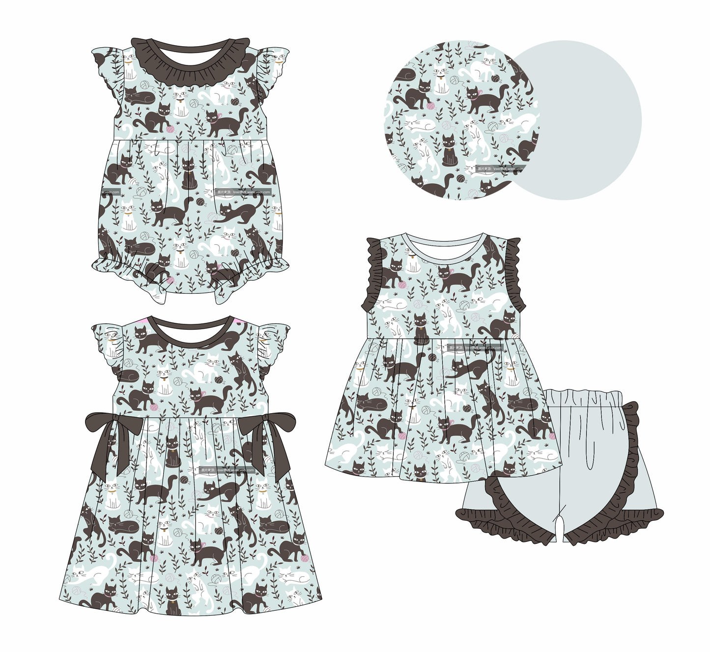 1.4 custom each style moq 5eta 4-6week Sibling Sistes baby girl short sleeve shorts sets and dress and rompers match family design