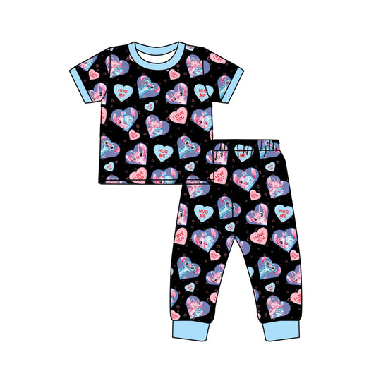 Custom moq 3 eta 7/8week moq 5 eta /4/5week cartoon love Short Sleeve Pants Set