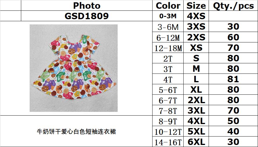 RTS NO MOQ ETA 5/7days Arrived GSD1809 Milk biscuit heart-shaped white short-sleeved dress