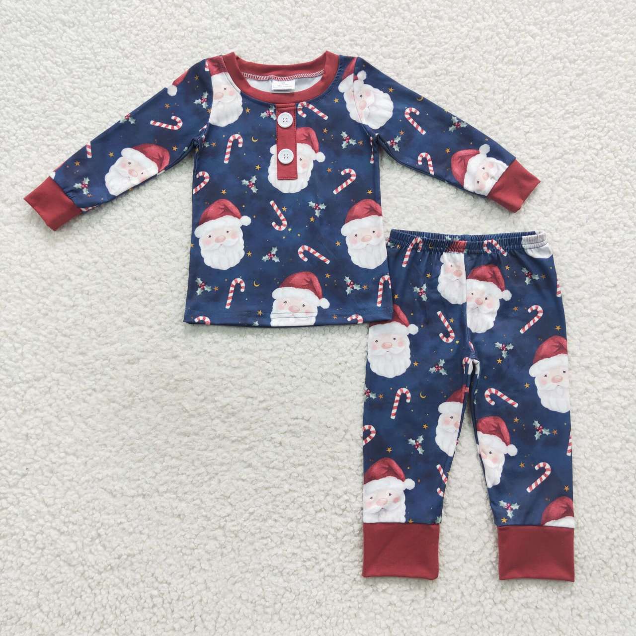 BLP0247 Candy Cane Santa Navy Blue Long Sleeve Pantsuit