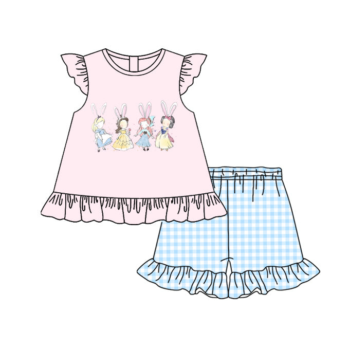 1.11 custom each style moq 5eta 4-6week Sibling Sister easter baby girls short sleeve shorts sets 1 and sets 2 and sets 4 match design