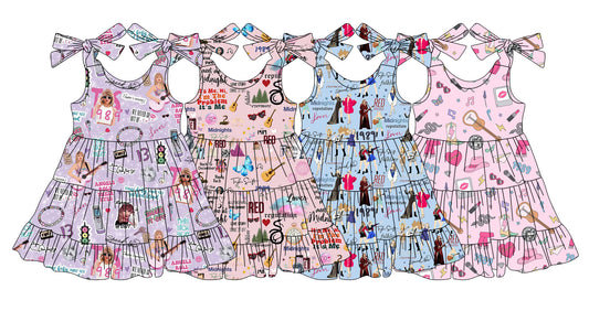 3.15 custom each style moq 5eta 4-6week Sibling Sister taylor swift baby girls short sleeve dress and dress 4 match design