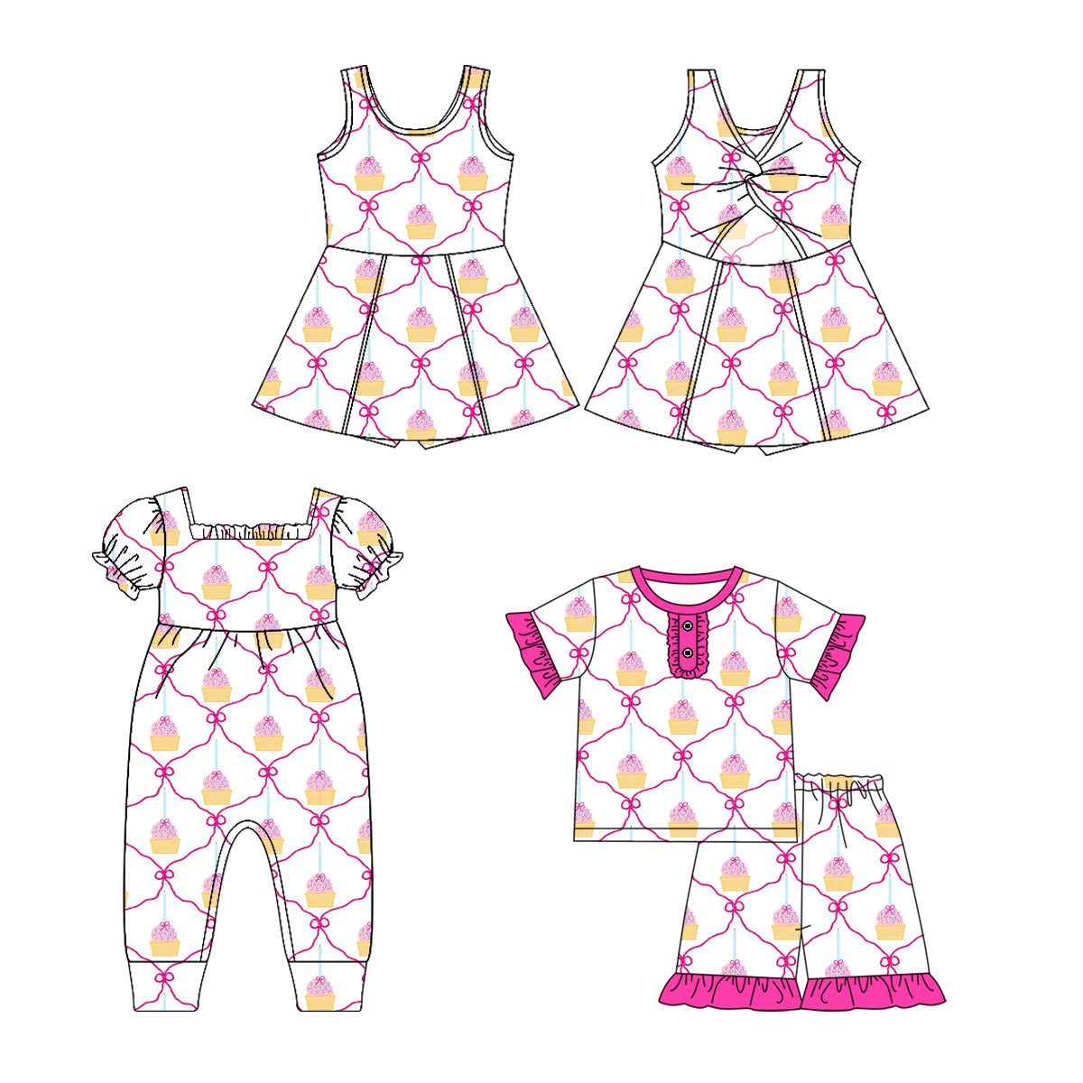 2.14 custom each style moq 5eta 4-6week Sibling Sisters baby girl short sleeve shorts sets and dress and rompers match family design