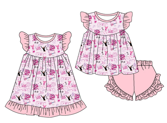 1.13 custom each style moq 5eta 4-6week Sibling Sister baby girl short sleeve shorts sets and dresses match design