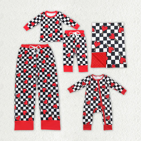 Baby Kids Toddler Family Valentines Hearts Designs Sibling Clothes Sets