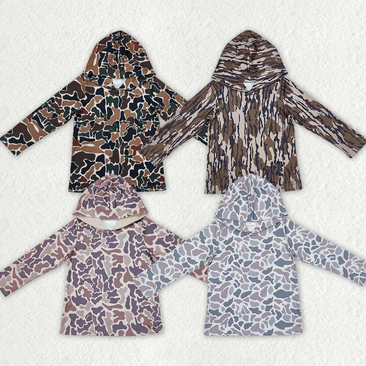 RTS NO MOQ Baby kid Girls camouflage pullover hooded long sleeve top