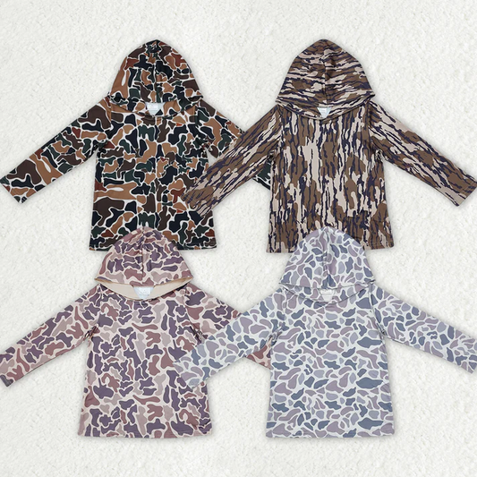 RTS NO MOQ Baby kid Girls camouflage pullover hooded long sleeve top