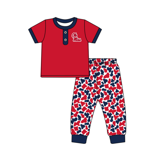 Custom moq 5 mix size milk silk summer teams baby boys clothes camouflage red short sleeve pants sets-25.11.25