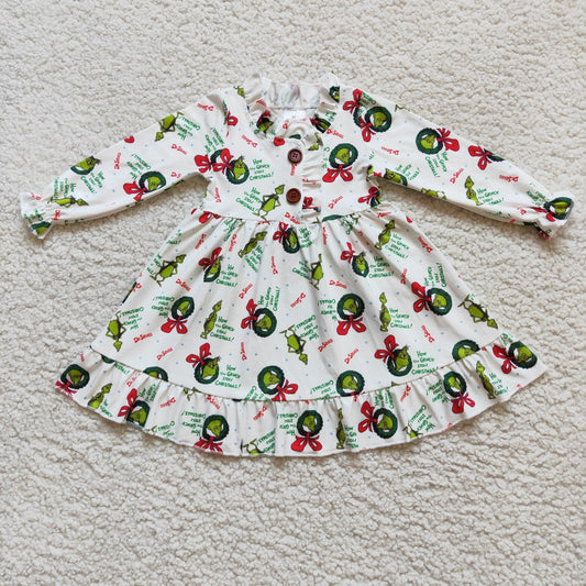 6 A13-18 grinch christmas white long sleeve dress nightgown