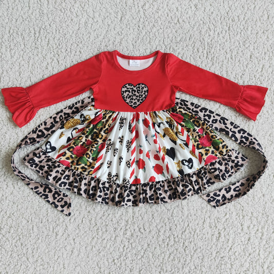 6 A13-30 Love red leopard print long sleeve dress