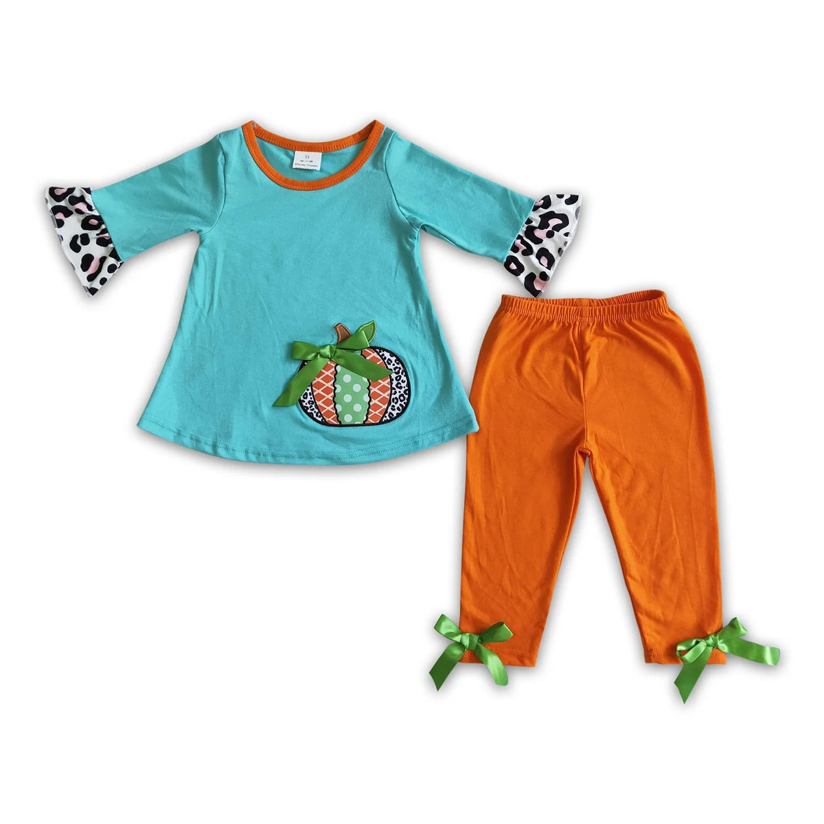 RTS NO MOQ Sibling baby Girls clothes halloween pumpkin long sleeve pants Sets