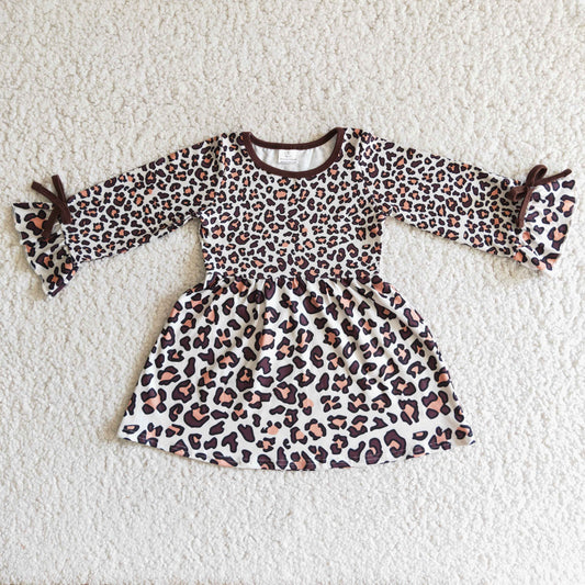 RTS NO MOQ（In Stock ) leopard print long sleeve dress