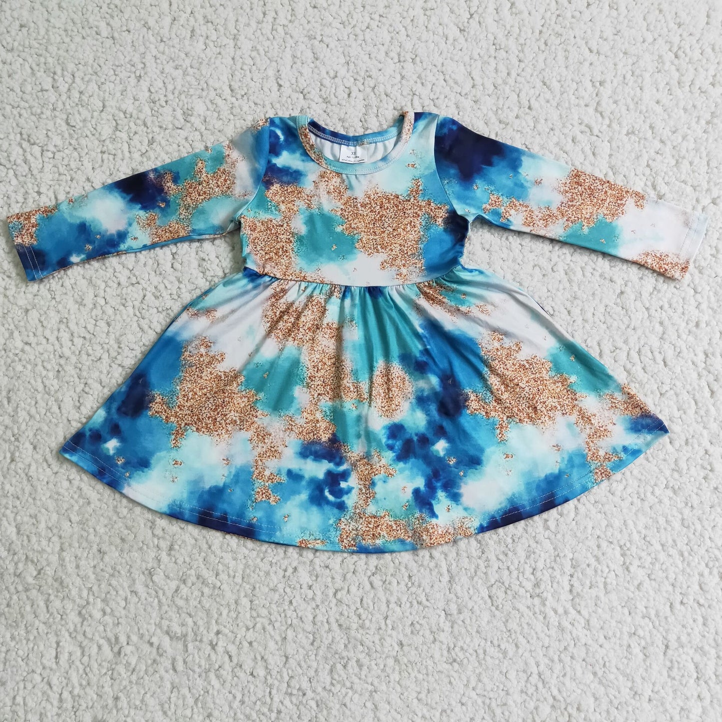 RTS NO MOQ（In Stock ) Tie dye long sleeve dress