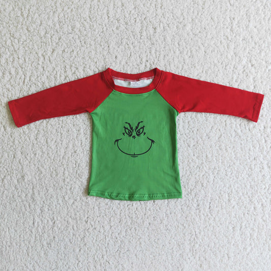 6 A6-5 Green monster heart-faced top with red long sleeves