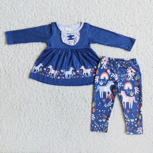 6 B0-16 Blue Unicorn Long Sleeve Suit