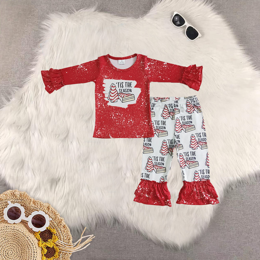 RTS NO MOQ Sibling Baby Girls boys Christmas trees Long Sleeve Pants Set and dress