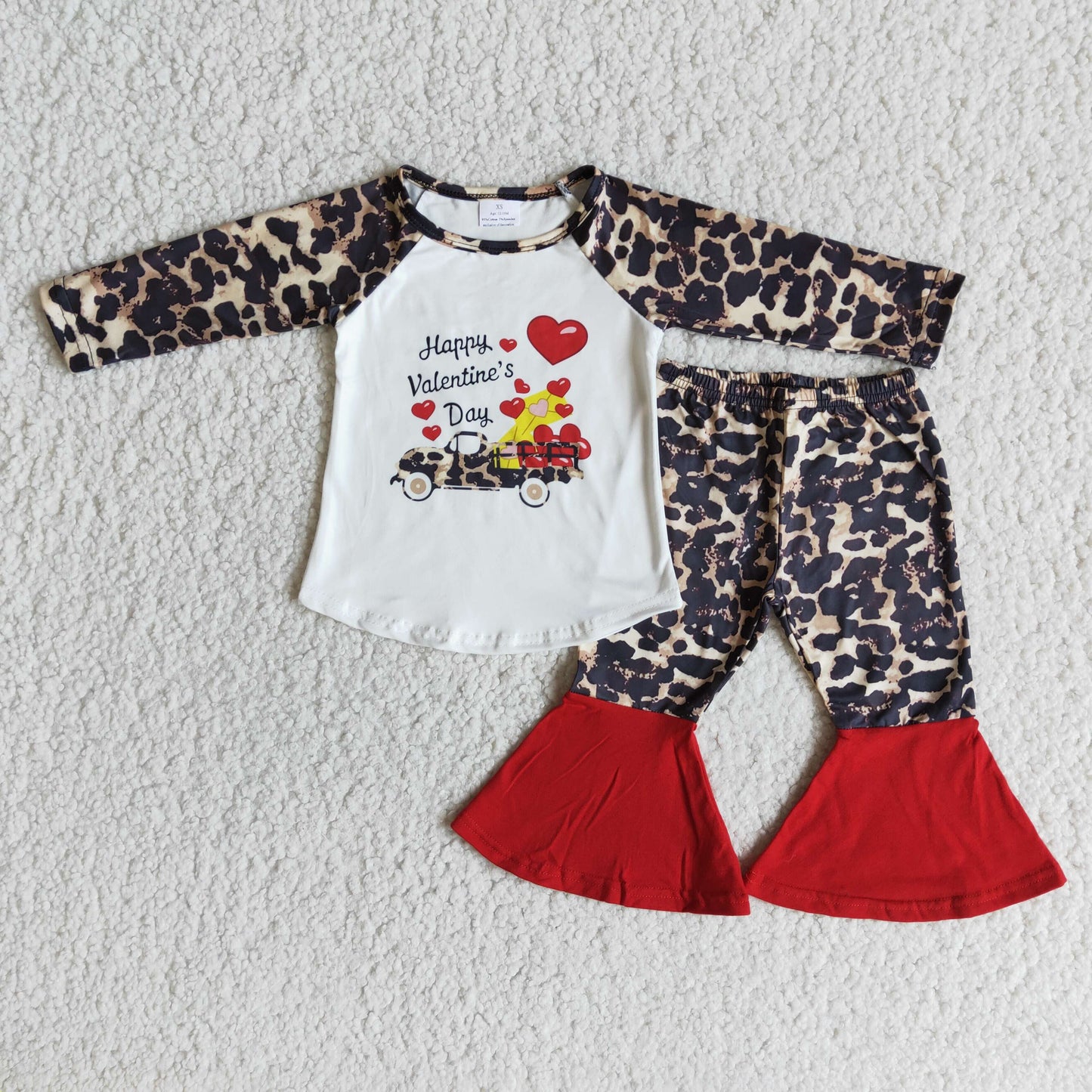 6 C11-28 Valentine's Day Love Truck Leopard Print Pants Suit