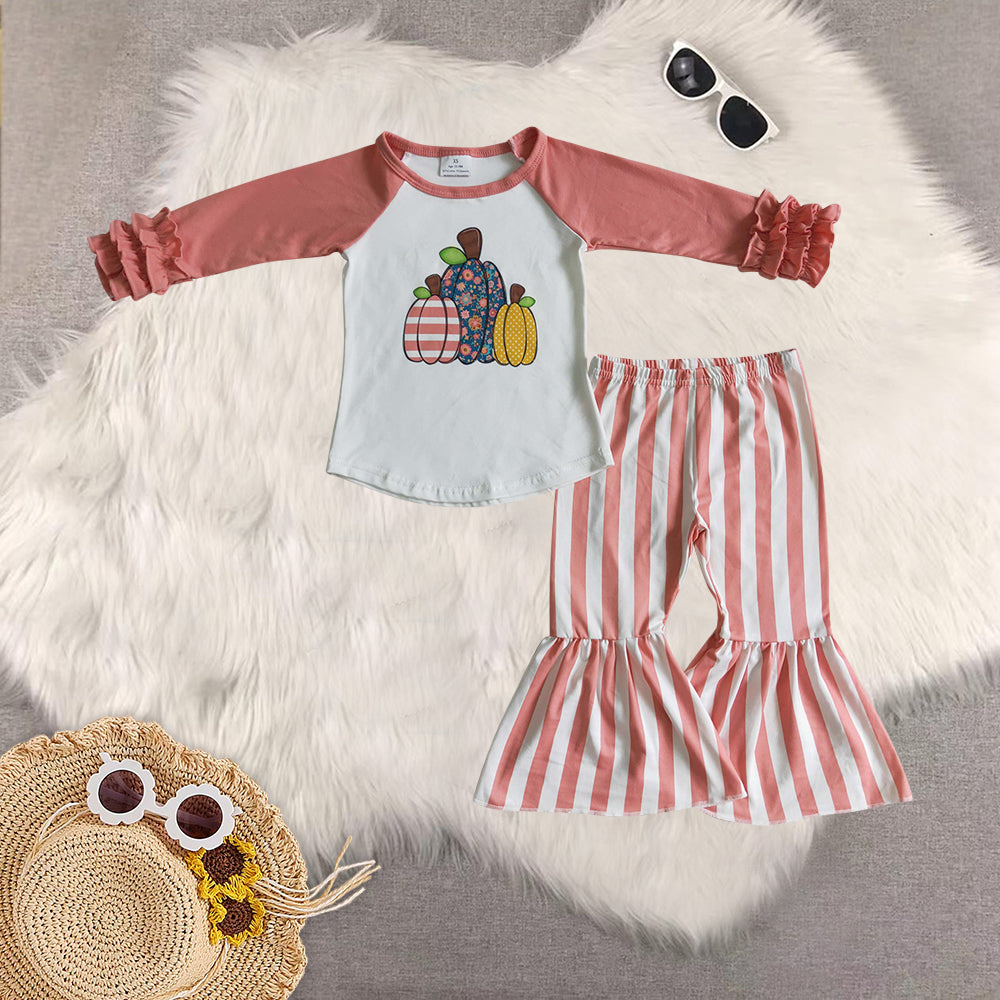 RTS NO MOQ Sibling baby girls clothes halloween thanksgiving long-sleeved trousers suit