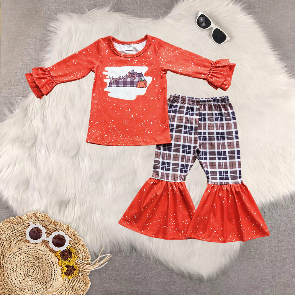 RTS NO MOQ Sibling baby girls clothes halloween thanksgiving long-sleeved trousers suit