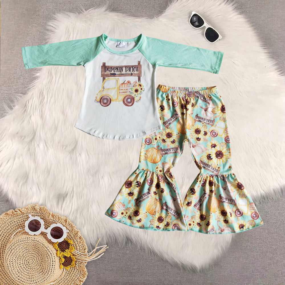 RTS NO MOQ Sibling baby girls clothes halloween thanksgiving long-sleeved trousers suit