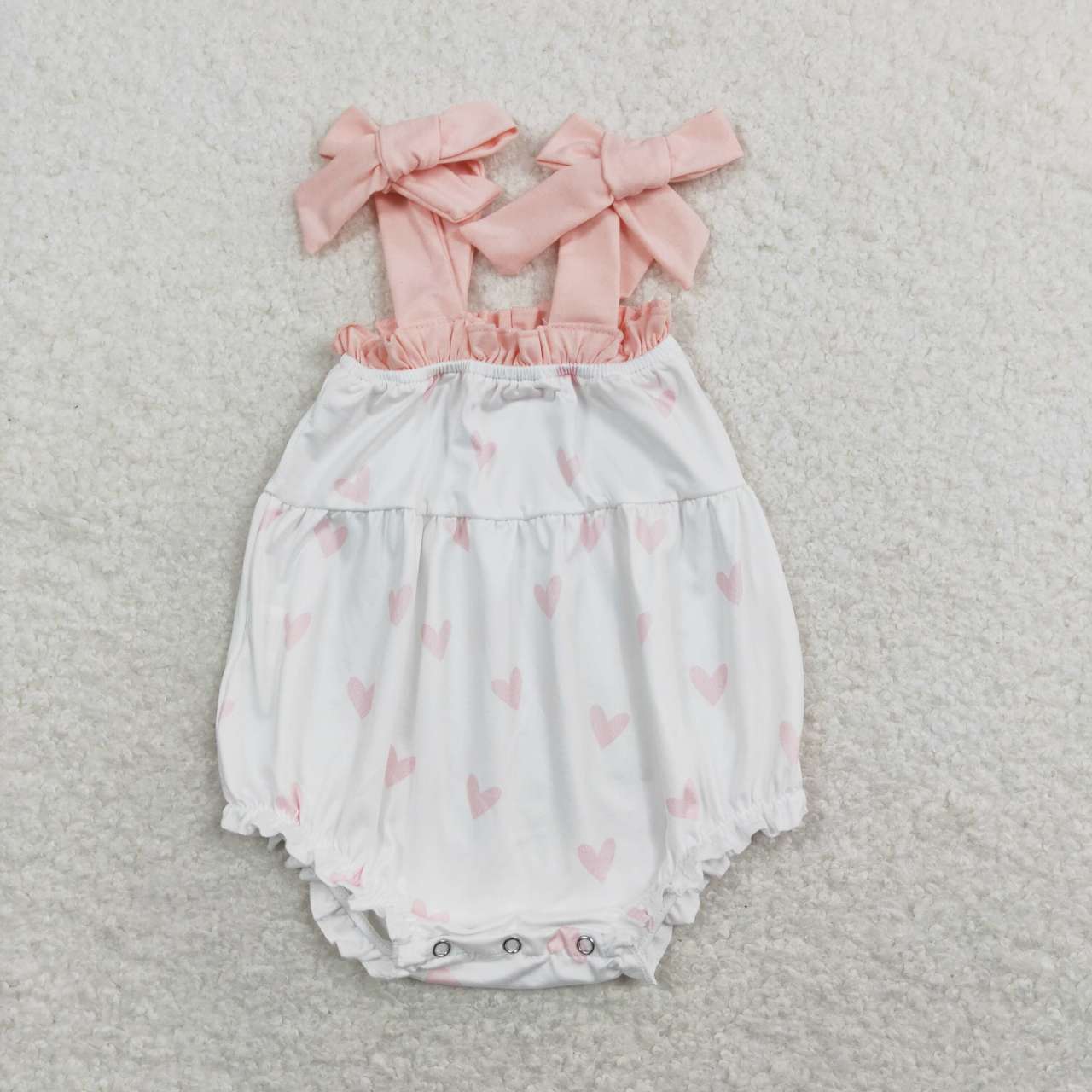 SR0731 Love pink and white bow suspender jumpsuit