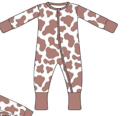 Rose Pink Leopard White Zipper Long Sleeve Bodysuit